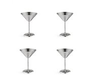 Juego de copas de martini de acero inoxidable de 4, copas de cóctel de metal de 8 oz, irrompibles, , pulido a espejo plata