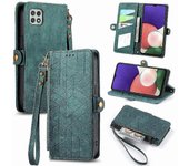 Foxdock Estuche plegable para Samsung Galaxy A22 5G Funda de cuero Flip Cover Billetera a prueba de golpes Negocio simple Verde