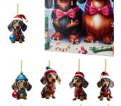 2024 Calendario de Advents de Dachshund 24 Días de Navidad Coleccionable Divertido Juego de Perros Adventes de Navidad Ca Como se muestra