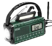Radio meteorológica de emergencia, AM / FM / Manivela de manivela con energía solar 10000 mAh Radio cargador de teléfono, pantalla LCD Al Verde del...