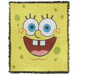 Manta de Bob Esponja, 50" x60" Bob Esponja Goofy Smile Face Tapiz Tejido Mezcla de Algodón Manta con flecoshdeidh579 40x30in 76x102cm