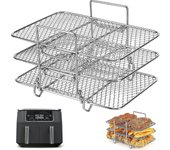 Freidoras de aire para Ninja Dual, rejilla de cocina de acero inoxidable de tres capas, freidora de aire Af300uk Af400uk Accesorios, parrilla para ...