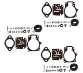 3 x Kit de reparación de reconstrucción de carburador y flotador apto para Johnson Evinrude 396701 65 70 75 Negro