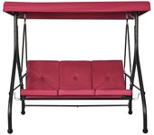 Succebuy Silla columpio de patio de 3 asientos, columpio con dosel convertible, porche de patio al aire libre con dosel ajustable, cojín grueso ext...