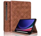 Estuche para tableta de cuero con relieve de rombo Marrón For Samsung Galaxy Tab S10+ / S9 FE+