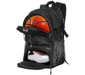Mochila de baloncesto Bolsa deportiva grande con soporte de pelota separado y compartimento para zapatos, lo mejor para baloncesto, fútbol, voll NEGRO