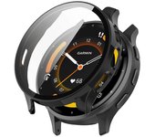 Para estuche de PC Garmin Venu 3 con protector de pantalla de vidrio templado Cubierta de reloj resistente a los arañazos Negro