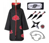 Naruto Akatsuki Cloak Anime Cosplay Kit de disfraces Itachi Robe Halloween Cosplay Long Cape 8 Pieces Set niños 65 1 Pieces Set