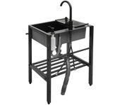Fregadero independiente de acero inoxidable de 86 cm para cocina Negro