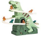 Tobogán giratorio dinámico de la aventura de los dinosaurios que sube las escaleras Juguete de la pista eléctrica educativa para niños Verde