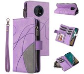 Wexary Compatible con Nokia G50 5g Wallet Case con ranuras para tarjetas Pu cuero Zipper Flip Folio Cover Púrpura