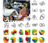 Calendario de Adviento - 24 días de Navidad Cuenta regresiva caja de regalo con alambre de metal 3D y rompecabezas de plástico Juguetes