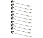 10pcs mango largo de acero inoxidable helado de café postre cuchara de té vajilla