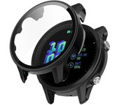 Para la cubierta de la funda del reloj de PC duro de protección completa Garmin Forerunner 955 con protector de pantalla de vidrio templado Negro