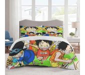 v1438 Sábanas Ropa de cama ONE PIECE Juegos de cama Funda nórdica de dibujos animados Ligeros 3 piezas Juegos de apuestas para niños, niños y niñas...