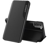 Para Samsung Galaxy S21 5G Side Display Magnetic Leather Case Negro