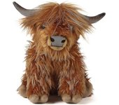 Juguete de granja de peluche suave realista de vaca de las tierras altas marrón, peluche ecológico de Naturli, Zekai de 10 pulgadas
