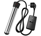 Calentador eléctrico de 2500 W Caldera Elementos calefactores de agua Suspensión de inmersión portátil Baño Piscina Enchufe de la UE Negro
