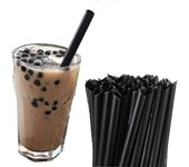 100pcs Pajitas de plástico desechables para beber Negro Boba Bubble Tea Straw Tubes para bebidas empacadas individualmente