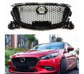 Sanxing Rejillas de carreras de la parrilla delantera para Mazda 3 Axela 2017-2018 Estilo panal negro brillante Parachoques superior del coche Cubi...