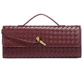Bolso bandolera tejido a mano para mujer - Bolso de mano de piel Hombro desmontable Borgoña