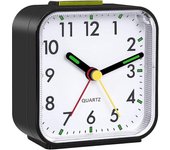 Reloj despertador analógico silencioso sin tictac con función de repetición, funciones de luz y reloj despertador portátil que funciona con batería...