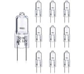 10x Bombillas halógenas DC 12v G6.35 50w Blanco cálido regulable 2700k 2 pines Bombilla de cápsula transparente para candelabro, escritorio