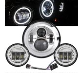 Para la luz de la motocicleta Harley Davidson Electra Glide Softail Fat Boy Touring 7 pulgadas Motor LED Faro delantero con faros antiniebla de 4,5...