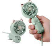 Mini ventilador de mano, potente ventilador de escritorio con hebilla, lindo diseño Personal de 3 velocidades Pequeño portátil, ligero maquillaje V...