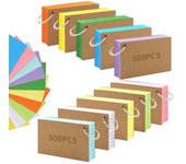 1000 PCS Tarjetas de índice de 3x5 pulgadas Tarjetas de memoria de colores con anillo, tarjeta de memoria rayada con rayas perforadas Tarjetas de n...
