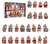 Calendario de Adviento de Capibara 2024 - 24 piezas Adorno de Navidad de Capibara Acrílico 2D para árbol de Navidad y regalo de Navidad B