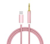 Flye USB tipo C a 3.5mm Aux Audio Cable Auriculares Altavoz Adaptador de auriculares Car Aux para Rosa