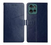 Funda de teléfono de cuero plegable para Motorola Edge 50 Neo Azul