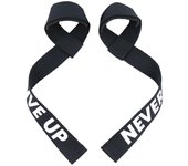 Correas de levantamiento de pesas Muñeca acolchada Soporte de entrenamiento de fuerza Correas de peso muerto para hombres y Negro NEVER GIVE UP 2pcs
