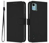 Estuche de PU de color sólido para Nokia C12 Negro