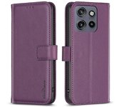 Para Motorola Edge 50 Neo 5G Case Cartera Folio Flip Leather Cover Púrpura oscuro