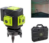 Nivel láser 3D de 12 líneas, 3 x 360 grados Línea verde cruzada Herramienta láser autonivelante para baldosas, ajuste fino, con trípode giratorio m...