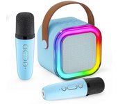 Mini máquina de karaoke, altavoz Bluetooth portátil con 2 micrófonos inalámbricos regalos juguetes para niños, 100% nuevo Blanco
