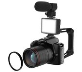 Cámara de fotografía digital 4K WIFI Cámara web Grabadora de video Vlog vintage Cámara de videocámara de 64MP Cámara de zoom Cámara de blogs B Negro