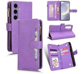 Para Samsung Galaxy S24 + Funda de teléfono cruzada Bolsillo con cremallera Bolsa de cuero para teléfono