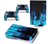Playstation 5 Consolas Controladores Pegatina Envolturas Decoración de calcomanías Llama azul