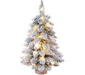 Mintian Árbol de Navidad de mesa preiluminado de 45 cm con copos de nieve, Árbol de Navidad iluminado por LED con base de madera, Mini pino de Navi...