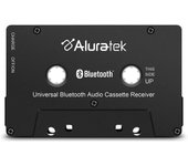 Aluratek Receptor de casete de audio Bluetooth universal con batería incorporada para automóvil, radiocasete, estéreo, RV (ABCT01F) Negro