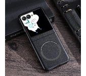 Unbrand Funda de teléfono Magsafe Slim a prueba de golpes para Motorola Razr 50 Razr 50Ultra Cuero + Carcasa de PC Dura Cubierta ultra delgada Negr...