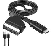 Adaptador SCART a HDMI, convertidor SCART a HDMI con cable HDMI para TV Full HD 720P/1080P, audio y video para reproductor de DVD Blu-ray, STB, VHS...