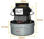 1500W 200V-240V 50HZ 143mm de diámetro Aspiradora industrial universal Reemplazo del motor de absorción de agua