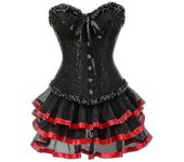 Sexy Corsés Vestidos Para Mujeres De Talla Grande Disfraz Overbust Burlesque Corsé Y Conjunto De Mini Falda Tutu Corselet Zekai Rojo XXXXXS