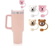 Heyone Tapa de cubierta de paja de 4 paquetes para taza Stanley Lindo adorno de paja de silicona compatible con vaso de 30 y 40 oz con mango, cubie...
