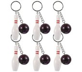 6pcs Bowling Pin Keychain Bola de bolos y Pin Keychain Bowling Regalos para niños y adultos Púrpura