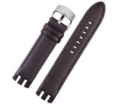 Para Swatch YTS401/402/409/713/YTB400 Correa de reloj 20MM Hebilla de plata Piel de vaca Marrón